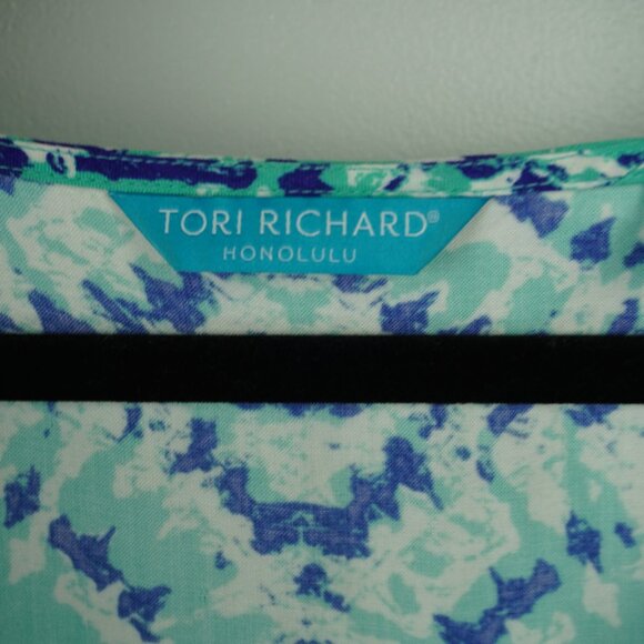 Tori Richard Green and Blue Flowy Dress‎ Size Medium - Picture 5 of 9